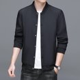 thumbnail image 5 of Chaqueta de negocios de longitud media para hombre con cuello alto Diseño de botonadura sencilla para temporadas de otoño y primavera Chaquetas de negocios Chaqueta para hombre, 5 of 5