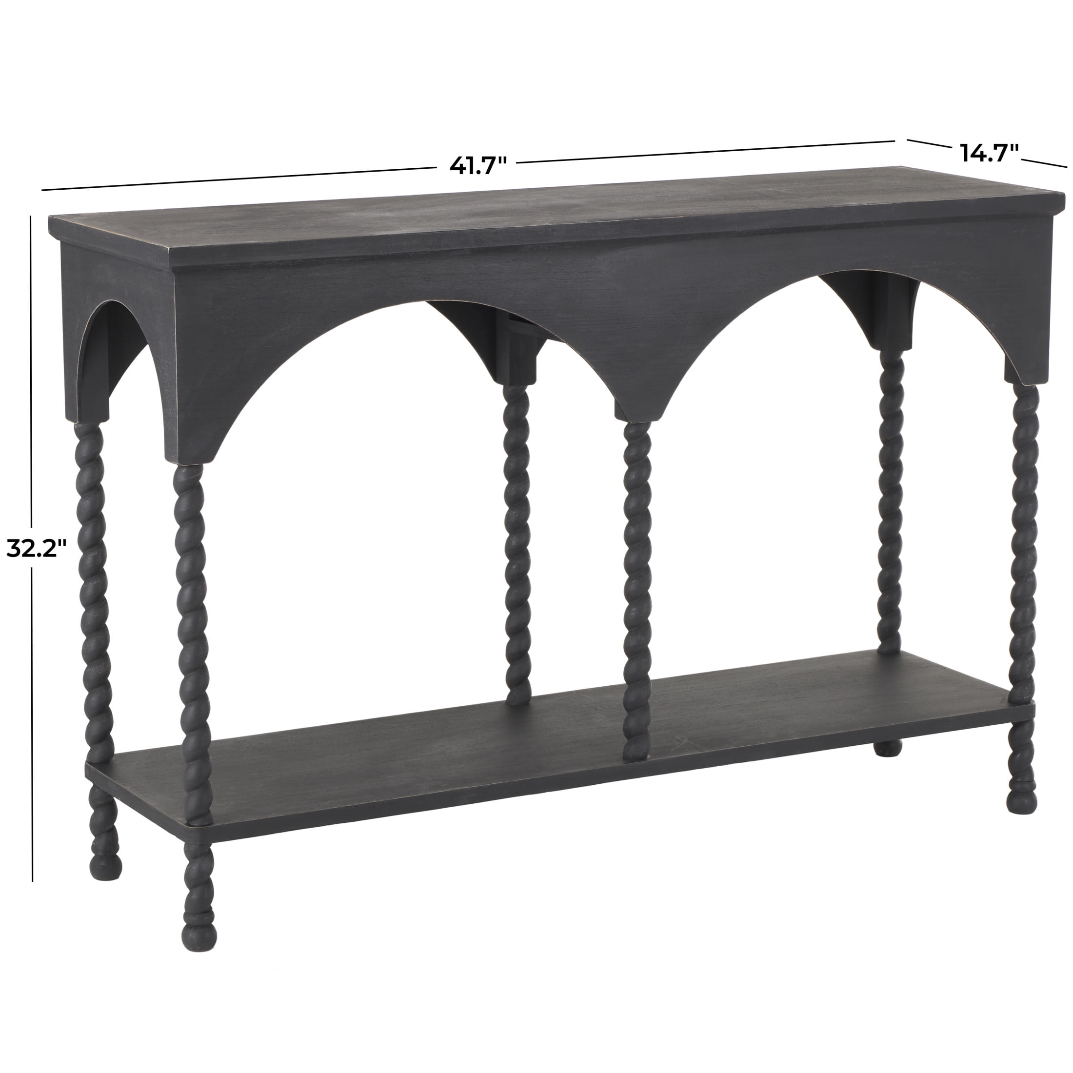 DecMode 47" x 32" Black Wood Arched Console Table, 1-Piece