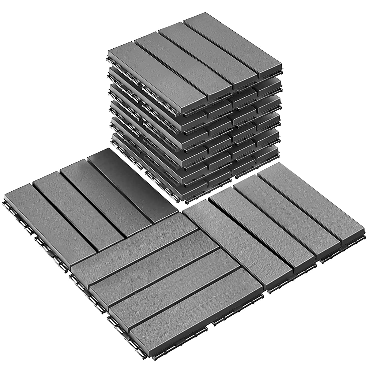 9 pcs 12"x12" Plastic Interlocking Deck Tiles Outdoor All Weather