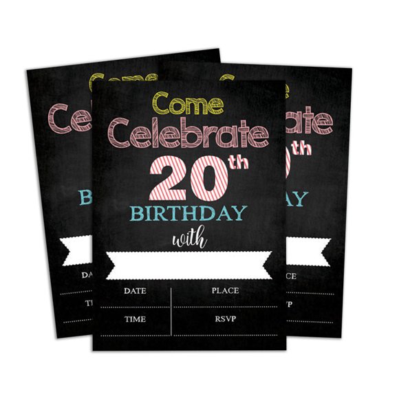 Darling Souvenir Carte d'Invitation d'Anniversaire Noire Imprimable à Remplir Ou à Écrire Invitations Vierges Fournitures de Fête Lot de 28 5 x 7 Pouces