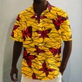 thumbnail image 2 of Rovga Mens Shirts Short Sleeve Traditional Style Summer Hawaii Beach Holiday Floral Shirts Yellow Shirt,Size:Xxxl, 2 of 5