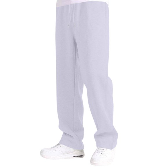 Domuza Baggy Sweatpants for Men Casual Elastic Waist Drawstring Straight Wide Leg Open Bottom Athletic Joggers Sweat Pants with Pockets