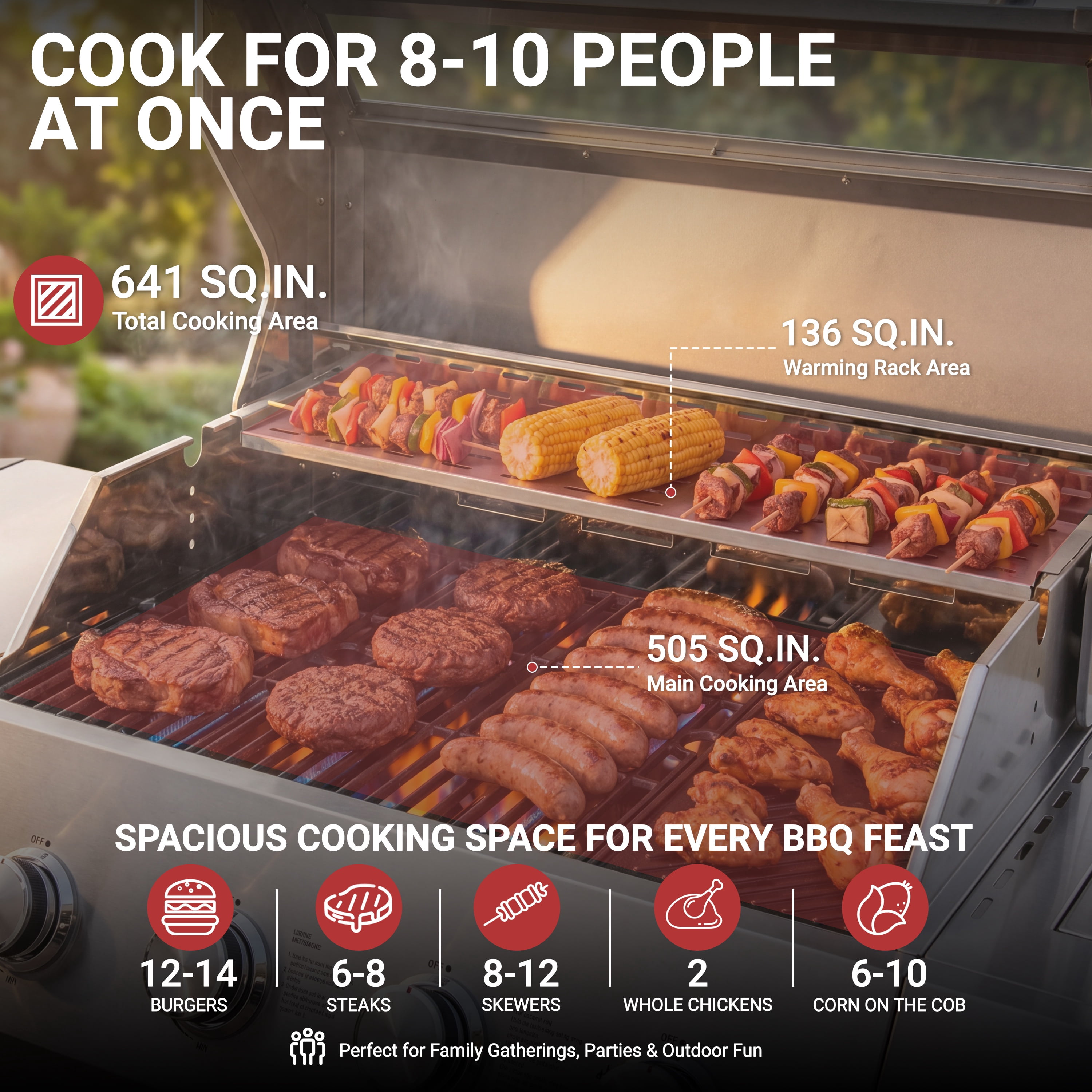 4-Burner Gas Grill and Griddle Combo with Side Burner, 50,000 BTU Propane BBQ Grill with Porcelain-Enameled Cast Iron Grates, Built-in Thermometer, Ideal for Patio Camping Outdoor Cooking