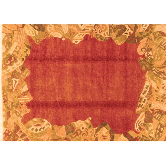 Ahgly Company Indoor Rectangle Abstract Orange Modern Area Rugs, 2' x 3'