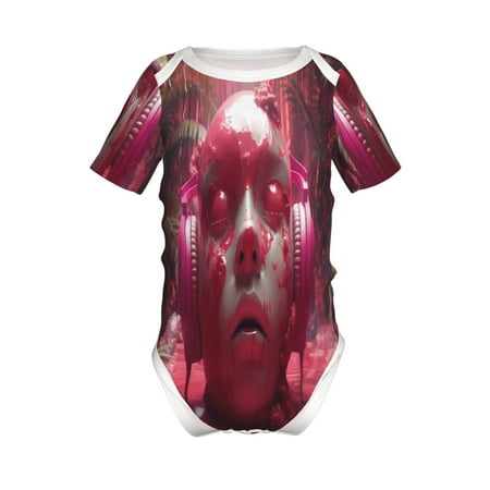 

Junzan Surreal Pink Headphones Print Short-Sleeve Baby Climbing Clothes Bodysuits for Infant One-Piece for Baby Boys & Girls Baby Clothes Baby Romper with Snap Closure-12 Months