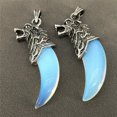 thumbnail image 3 of HOOUN 10pcs Natural Opal Stone Wolf Tooth Pendant Necklace Wholesale Amulet Luck, 3 of 8
