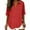 Red, variant on HomeDM Womens 3/4 Sleeve Collared V-Neck T Shirts, Cotton Linen Summer Solid Color Loose Fit Curved Hem Tunic Tops - Red/L