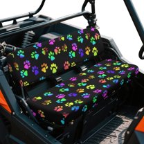 Yuyamidu Colorful Dog Paw UTV Seat Cover Cute Outdoor Mule Bench Seat Cover Personalized Stretch Polyester Fabric Cover for Kawasaki Mule 3000 3010 3020