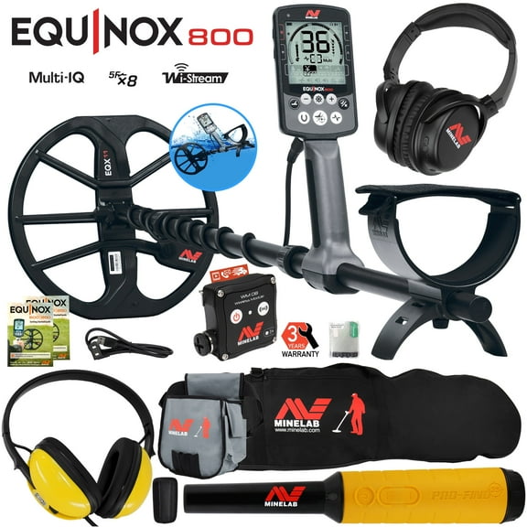 Minelab EQUINOX 800 Detector w/ Pro Find 35, Waterproof Headphones, Pouch & More