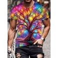 thumbnail image 4 of Large Size Men's Novelty 3D Glowing Tree Print, Shirt, Casual Fashion, Shirt, Street Style Short Sleeve Crew Neck Shirt, 4 of 6