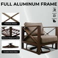 thumbnail image 6 of MBY Outdoor Aluminum Patio Furniture Set, 4-Seats Patio Conversation Sofa Set with 2 Swivel Rocking Chairs and 2 Coffee Tables, All Weather for Pool, Balcony, Garden-Brown, 6 of 10