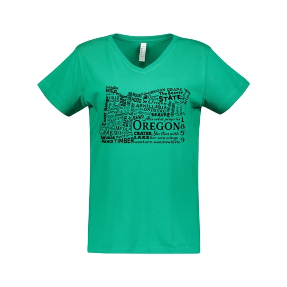 Inktastic Oregon Word Salad- state outline Women's V-Neck T-Shirt