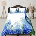 thumbnail image 1 of Ropa de cama blanca azul pavo real decoración estética juego de cama completo, funda nórdica de lujo, 1 of 4