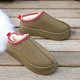 thumbnail image 1 of Botas de nieve de suela gruesa para mujer, para exteriores, otoño e invierno, con forro polar reforzado, con puntera cerrada integrada, zapatillas de piel para mujer, 1 of 6