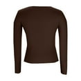 thumbnail image 5 of GEWSEY Womens Long Sleeve Shirts Fall Tops Crew Neck Base Layer Ribbed Slim Fitted Pullover (Brown, M), 5 of 6