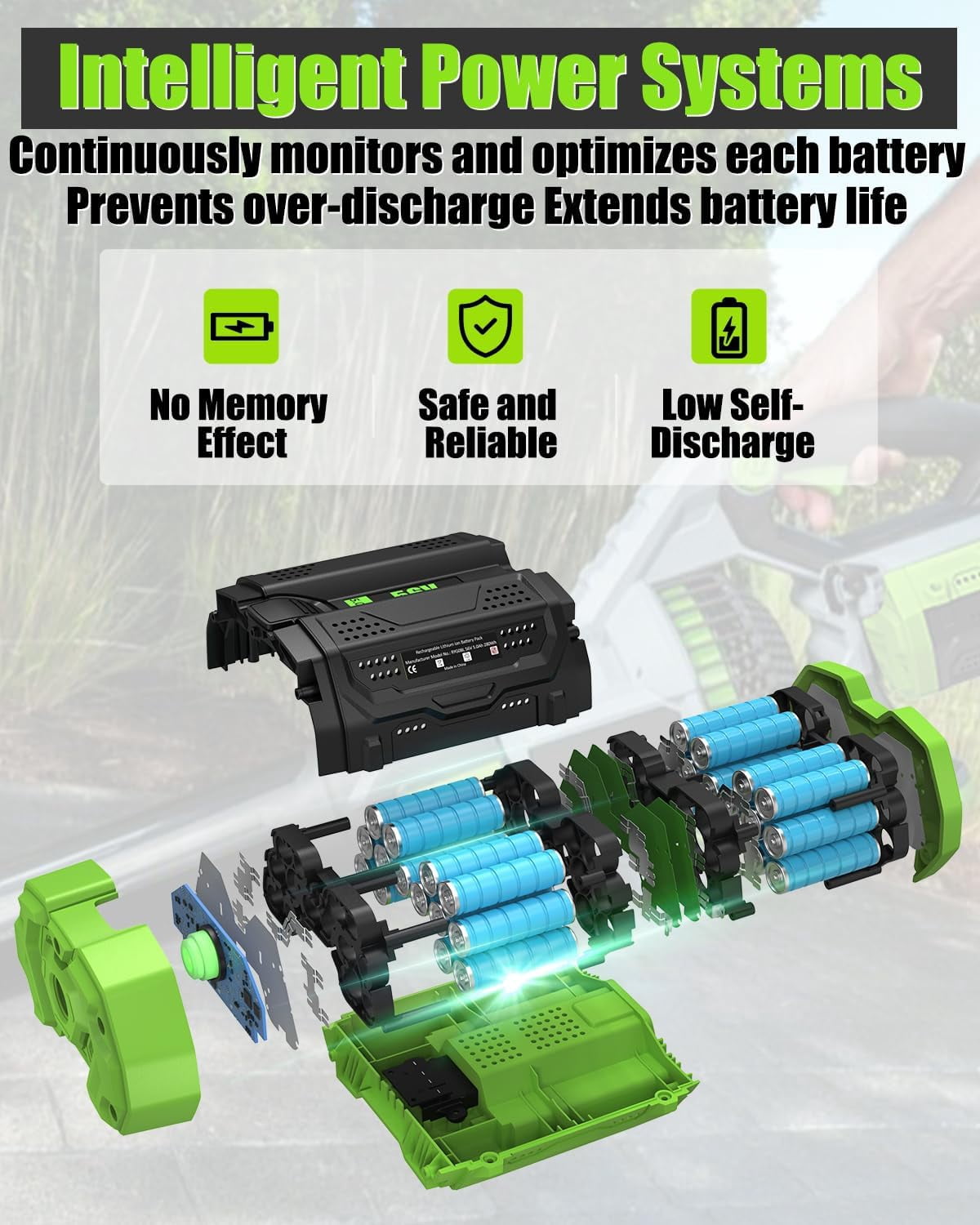 56V 5.0Ah Replacement for EGO Battery Compatible with BA1400 Replacement Battery Compatible with EGO 56V Power Tools Lawn Mower Leaf Blower Chainsaw Gun (Black)