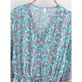 thumbnail image 3 of Spring Summer Women Floral Print Tassel V-neck Bohemian Mini Dresses Robe Lady Vacation Flare 3/4 Sleeve Beach Boho Dress Vestidos, 3 of 6