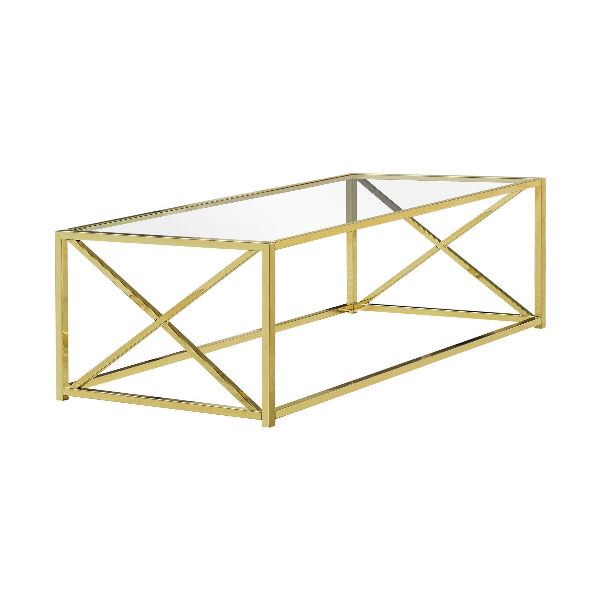 Contemporary Home Living 44" Gold Rectangular Coffee Table with ...