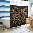 thumbnail image 5 of No Hook Shower Curtain, Boho Black Flowers Shower Curtains for Bathroom with See Through Top Window, Spring Abstract Watercolor Floral Leaf Waterproof & Washable Bath Curtain Stall 48"x72", 5 of 9