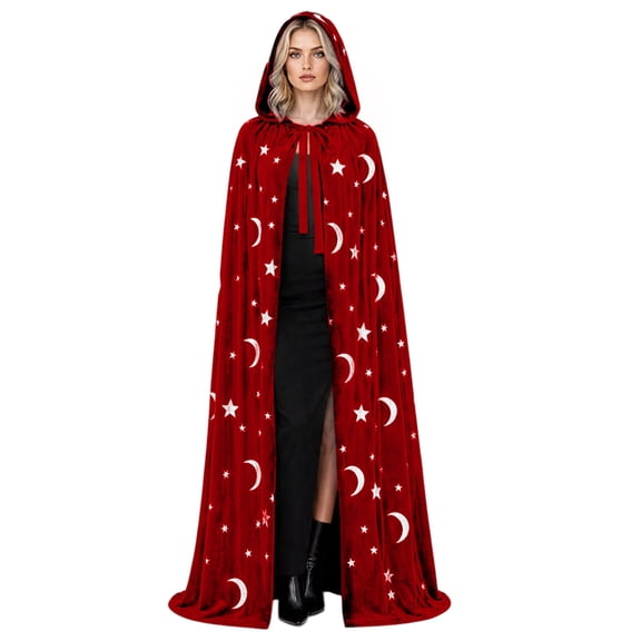 Levmjia Womens Hooded Lace Up Cloak Cape Elegant Soft Plush Comfortable Full Length Loose Fit Robe Halloween Costume Party Carnival Performance Holiday Dress Up