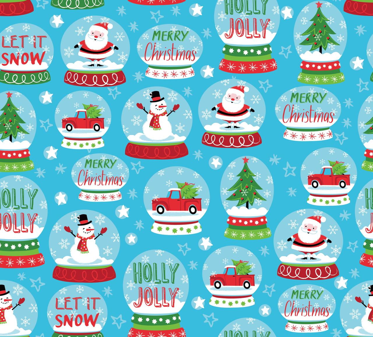 RTC Holiday 100 Cotton Snow Globes Blue Fabric, per Yard
