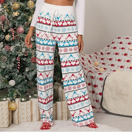 

YOTAMI Pants for Women 2022 Outwear Autumn Savings Women Casual Fashion Loose Lace-up Printed Pajama Pants Blue M