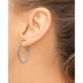 thumbnail image 3 of Stainless Steel Polished And Textured 2mm Omega Back Hoop Earrings (34.3 X 34) Made In China sre1379, 3 of 5