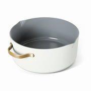 Beautiful 8 Quart Ceramic Non-Stick Stock Pot with Strainer Lid, White Icing by Drew Barrymore