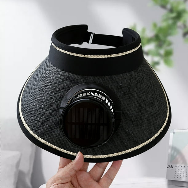 Sombrero de Ala Ancha con Ventilador Solar Desmontable para Verano, Montañismo y Pesca.