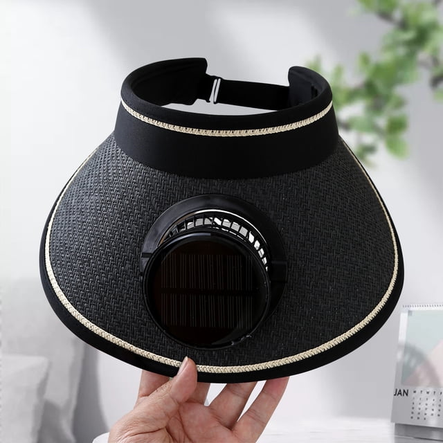 Sombrero de ala ancha con ventilador solar desmontable y ala ancha para verano, montañismo y pesca.