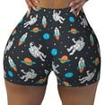 thumbnail image 2 of Goofa Space Printed Workout Shorts Women Seamless Scrunch Butt Lifting High Waisted Gym Booty Shorts Elastic Workout Shorts-Small, 2 of 8