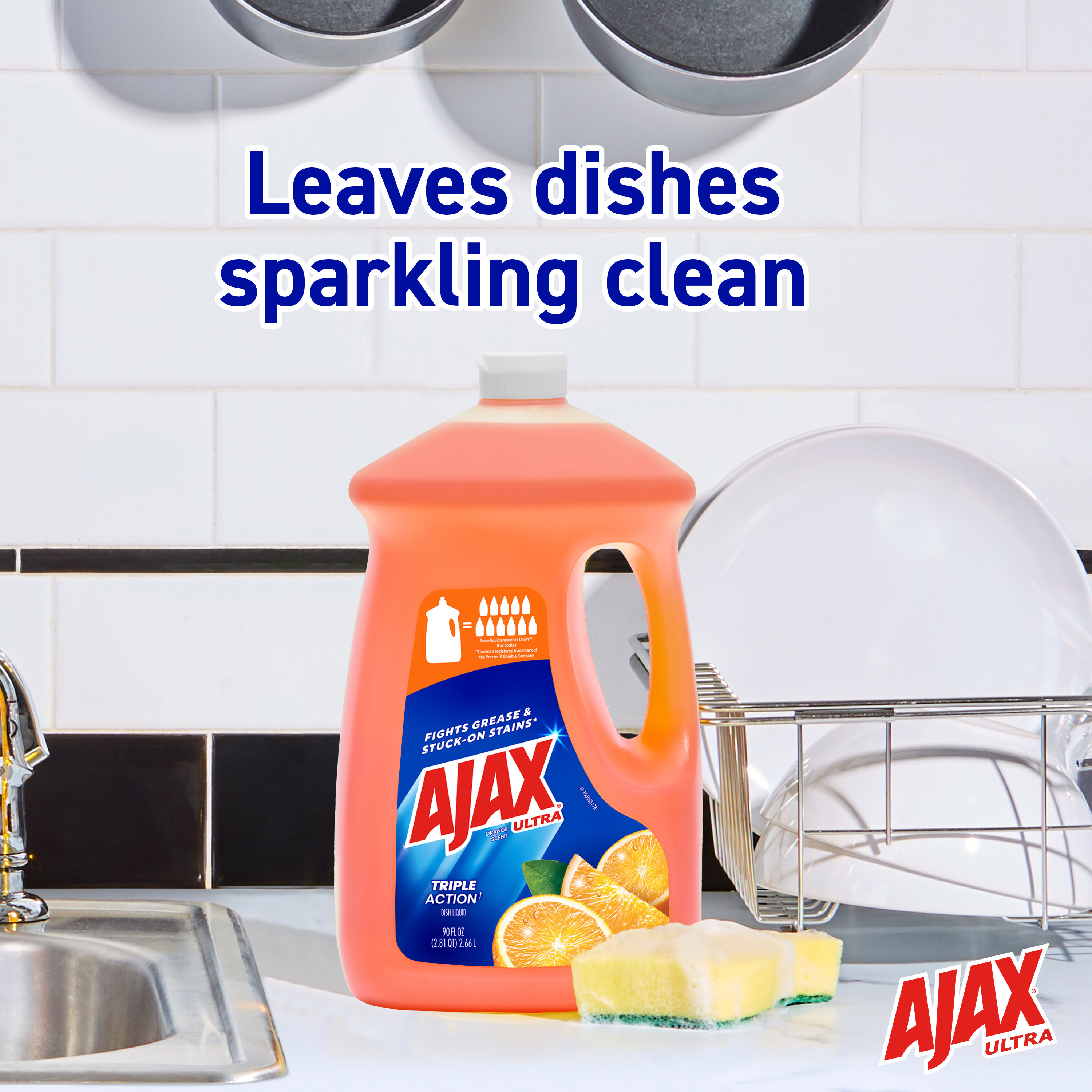 Ajax Ultra Liquid Dish Soap Orange Scent, Triple Action, 90 oz Bottle - image 3 of 16