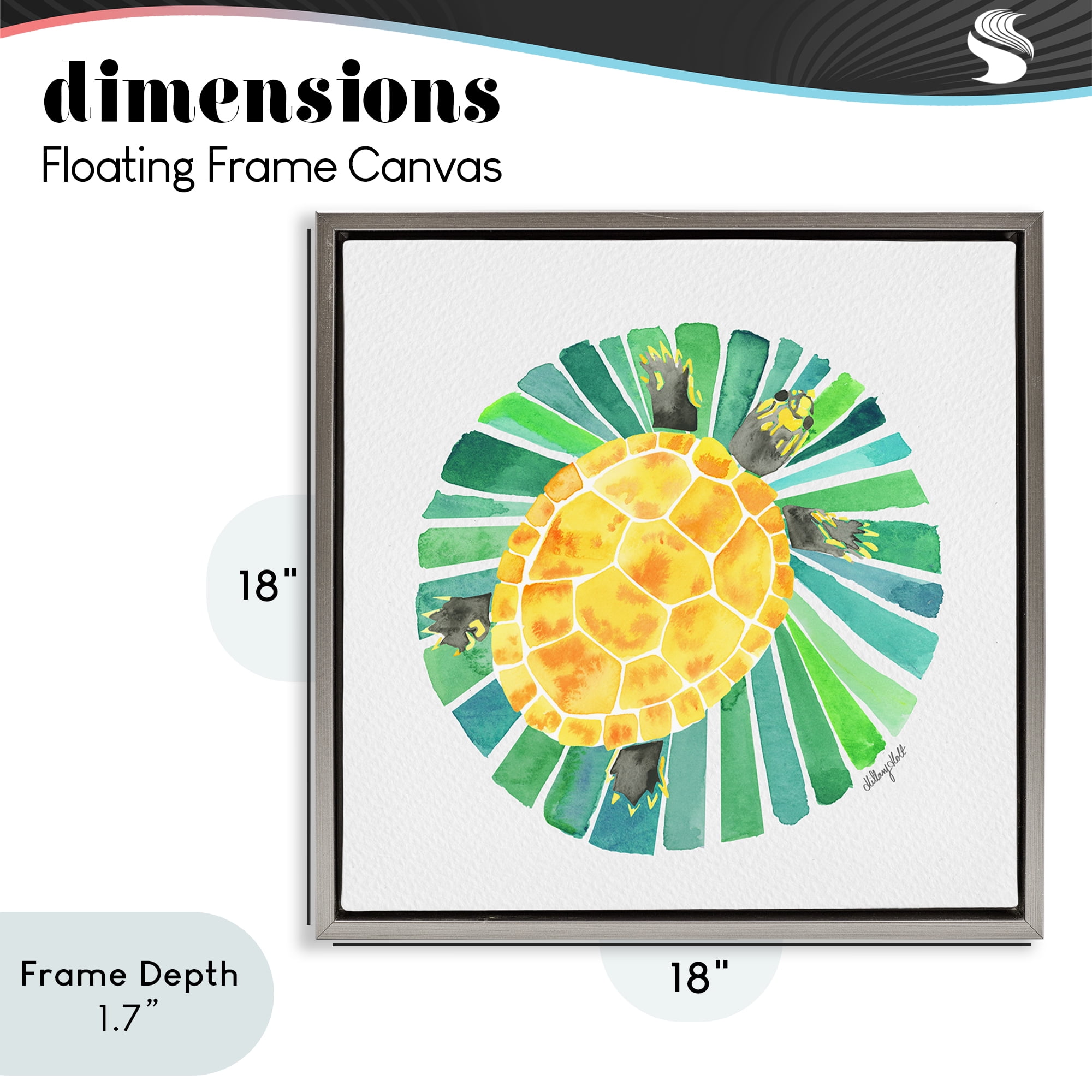 Stupell Industries Lotus Garden Turtle Gray Framed Floater Canvas Wall Art, design by Hillary Holt