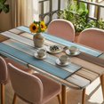 thumbnail image 3 of Blue Beige Brown Vintage Table Cloths for 6 Foot Rectangle Tables, Retro Farmhouse Elegant Pastoral Patio Waterproof Elastic Fitted Tablecloths, Washable Rectangular Table Cover for Camping, 3 of 8