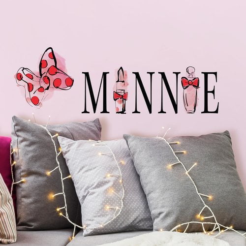 Disney Minnie Mouse Perfume Pink and Black Peel and Stick Wall Decals,  23.25' W x 8.5' H