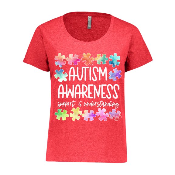 Inktastic Autism Awareness Support and Understanding Puzzle Pieces Women's Plus Size T-Shirt
