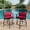 Black frame + red cushion, variant on 2 PCS Outdoor Swivel Bar Stools Set, All Weather High Back and Armrest Patio Chairs for Deck, Metal Frame Patio Bar Table Tempered Glass, Height Bistro Square Table for Outdoor,