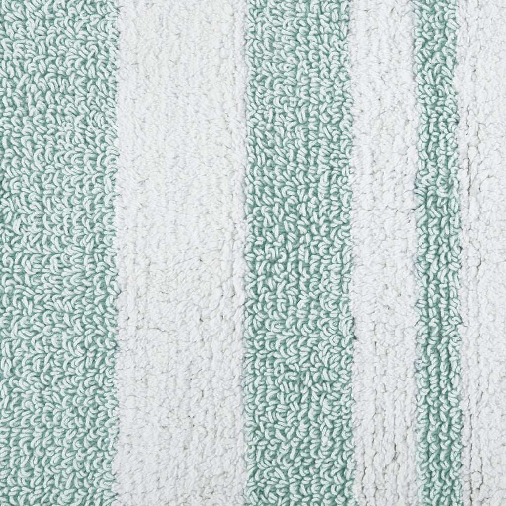 MAYEERTY Medium Pile Cotton Reversible Bathroom Rug, Non-Slip Bath Mat, Aqua, 24"W x 72"L