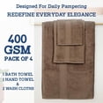 thumbnail image 3 of Casa Lino Cotton Bath Towel Set 4 Piece, 1 Bath, 2 Washcloths, 1 Hand, Soft Absorbent - Brown, 3 of 7
