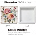 thumbnail image 3 of Watercolor Pink Rose Wooden Box Sign Rose Gifts Funny Rose Decor For Bathroom Rose Table Decor Table Centerpieces for Dining Room Wood Block Signs Housewarming Gifts 5x5 In, 3 of 6