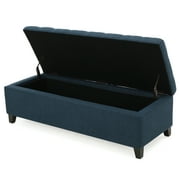 Noble House Madison Dark Blue Fabric Storage Ottoman