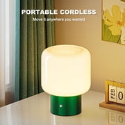 FANHAO Touch Bedside Table Lamp with Glass, 4000mAH, 3-Way Dimmable, Mushroom Lamp for Bedroom