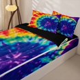 thumbnail image 3 of Erosebridal Rainbow Spiral Tie Dye Zipper Queen Comforter Set with Fitted Sheet and 2 Pillowcases,Multicolor Swirl Boho Hippie Print Zipper Bedding Set For Adults,Black Reversible,4-Piece, 3 of 7