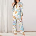 thumbnail image 2 of Fotbe Icecream Truck Conjunto de Pijama de Manga Larga para Mujer con Estampado, Ropa de Dormir de 2 Piezas, Conjunto de Casa Suave y Cómodo con Bolsillos-Small, 2 of 7