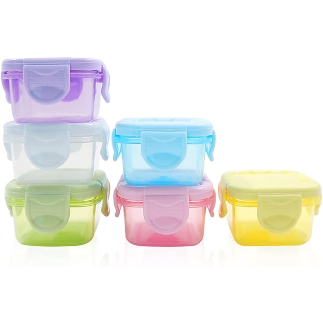 LELE LIFE 6Pcs Mini Food Storage Containers, Leakproof Lids, Condiment Sauce Containers, Mini Freezer Storage Containers Airtight Containers, Dishwasher Freezer and Microwave Safe, 2oz