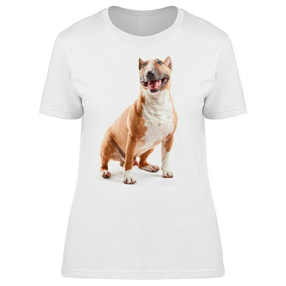 Sitting And Smiling Bull Terrier T-Shirt Women -Image by Shutterstock, Female XX-Large