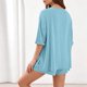 thumbnail image 5 of 3/4 Manga Casual Tops para las Mujeres Suelto V-Cuello Nervioso Punto Superior con Elástico-Cintura Pantalones Cortos Pantalones Conjuntos, Tela Elástica Suave para el Salón Diario Y el Uso Casual, 5 of 7