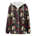 thumbnail image 4 of lnmuld Womens Hoodies Women's Zip Up Print Hoodie Casual Loose Fit Pullover Soft Warm Comfortable Outerwear Everyday Streetwear Fashion Size:4XL, 4 of 5