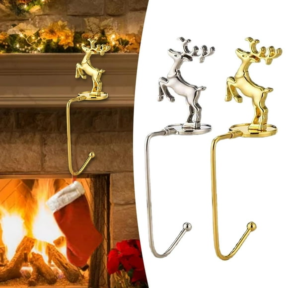 2pcs Fireplace Hook Hanger Christmas Stocking Holder Party Ornament Style D