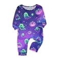 thumbnail image 2 of Matching Halloween Pajamas Set for Whole Family, Breathable Long Sleeve Halloween Family Pajamas with Green Ghost Pumpkin Print, Fun Family Halloween Pajama Set Party, 2 of 4